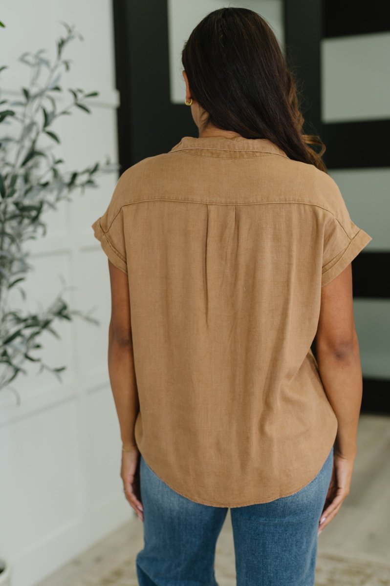 Cloud Nine Button Down Blouse in Deep Camel