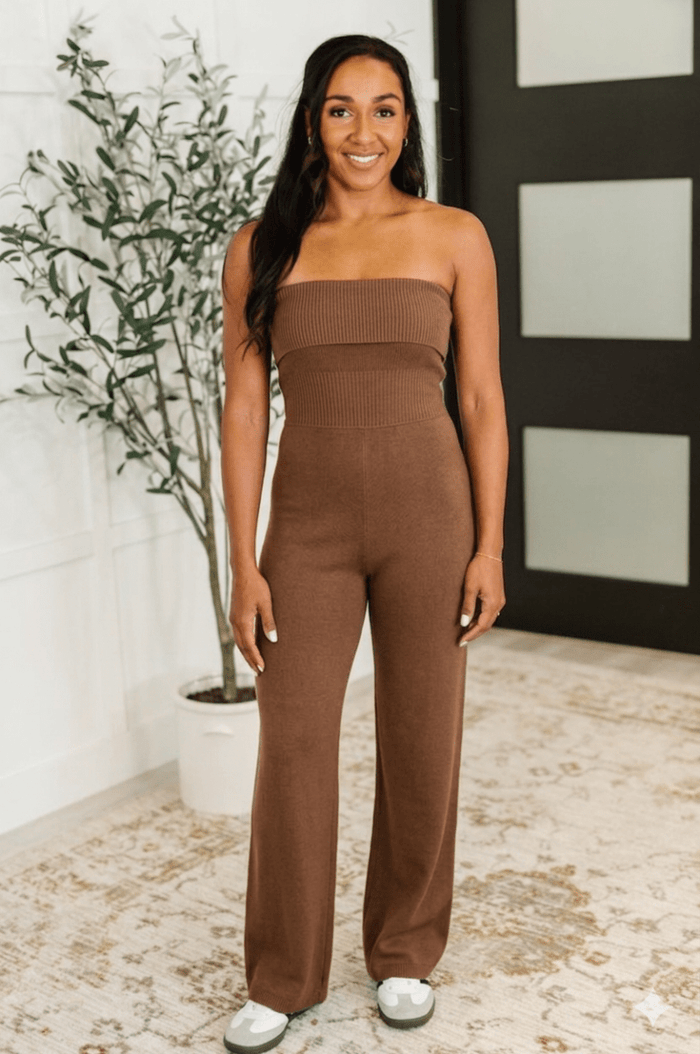 Coffee Run Foldover Knit Jumpsuit