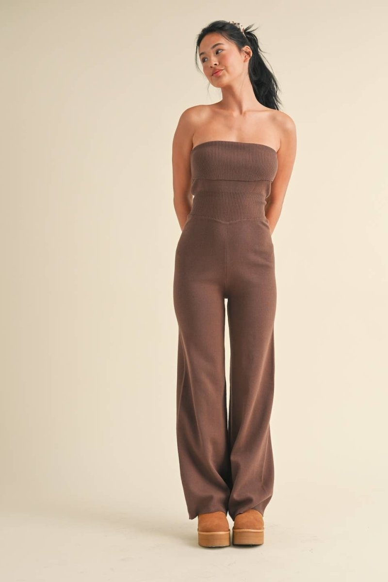 Coffee Run Foldover Knit Jumpsuit