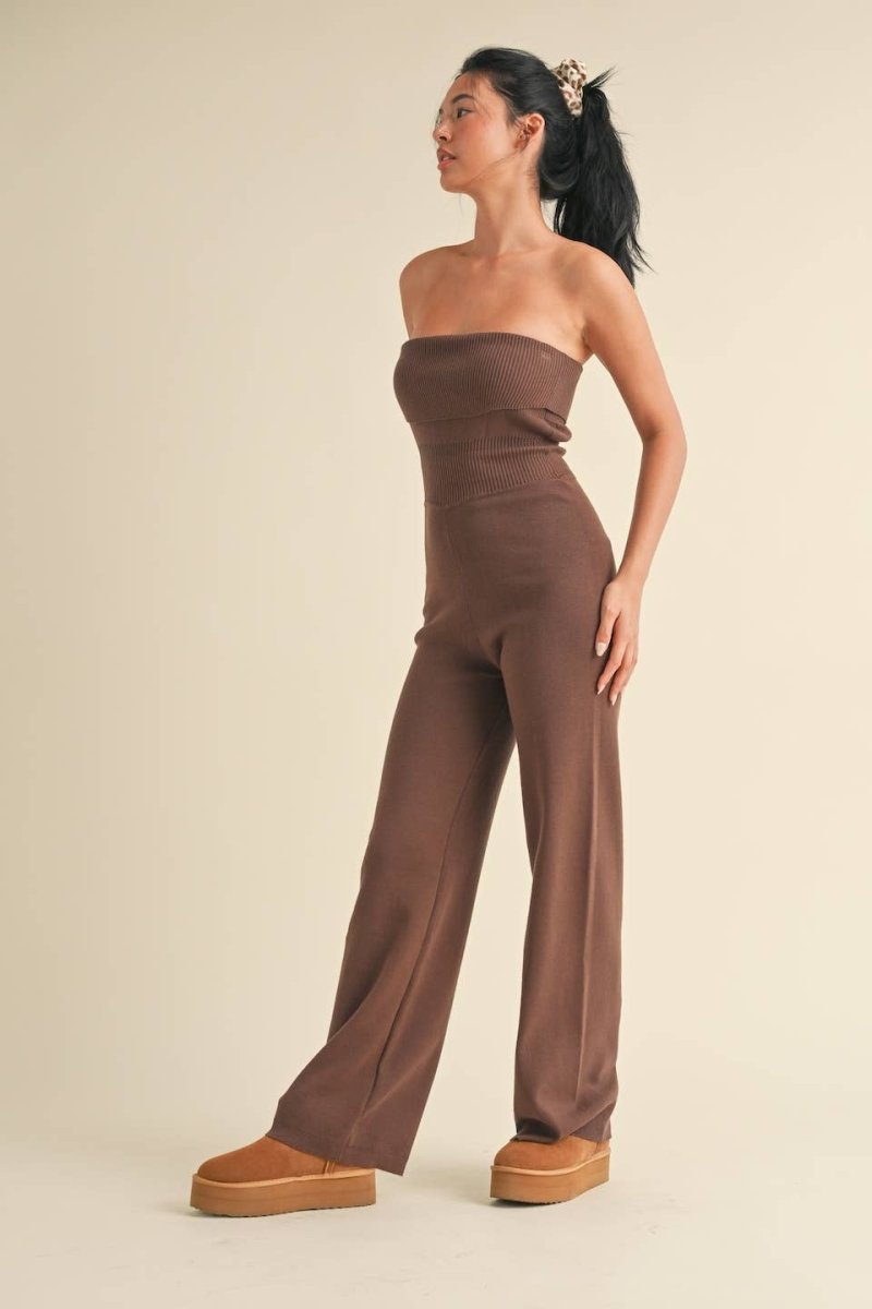 Coffee Run Foldover Knit Jumpsuit