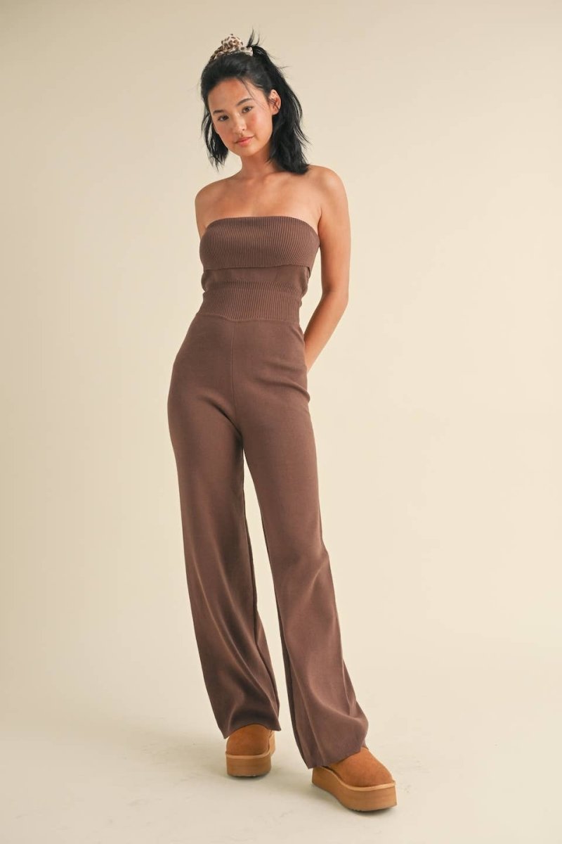 Coffee Run Foldover Knit Jumpsuit