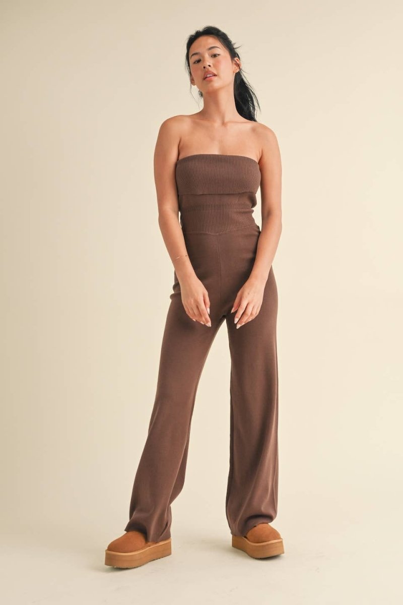 Coffee Run Foldover Knit Jumpsuit