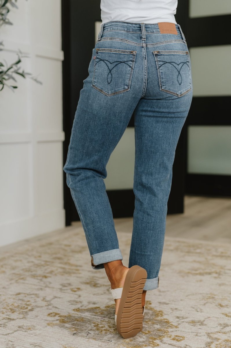 Colette Mid Rise Boyfriend Cuffed Jeans