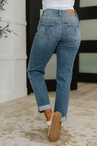 Colette Mid Rise Boyfriend Cuffed Jeans