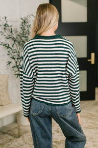 Collared Sweater Button Down in in Hunter Green