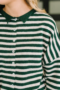 Collared Sweater Button Down in in Hunter Green