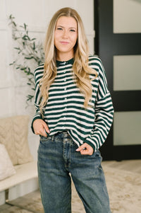 Collared Sweater Button Down in in Hunter Green