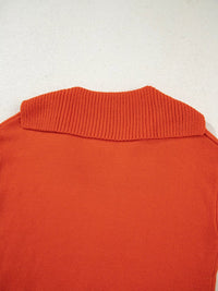 Collared V Neck Ribbed Edge Sweater - Three Colors
