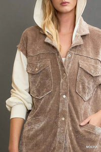 Contrast Hooded Chenille Jacket