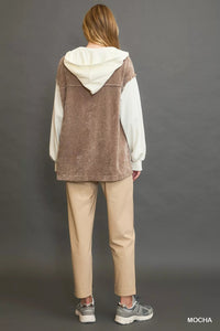 Contrast Hooded Chenille Jacket