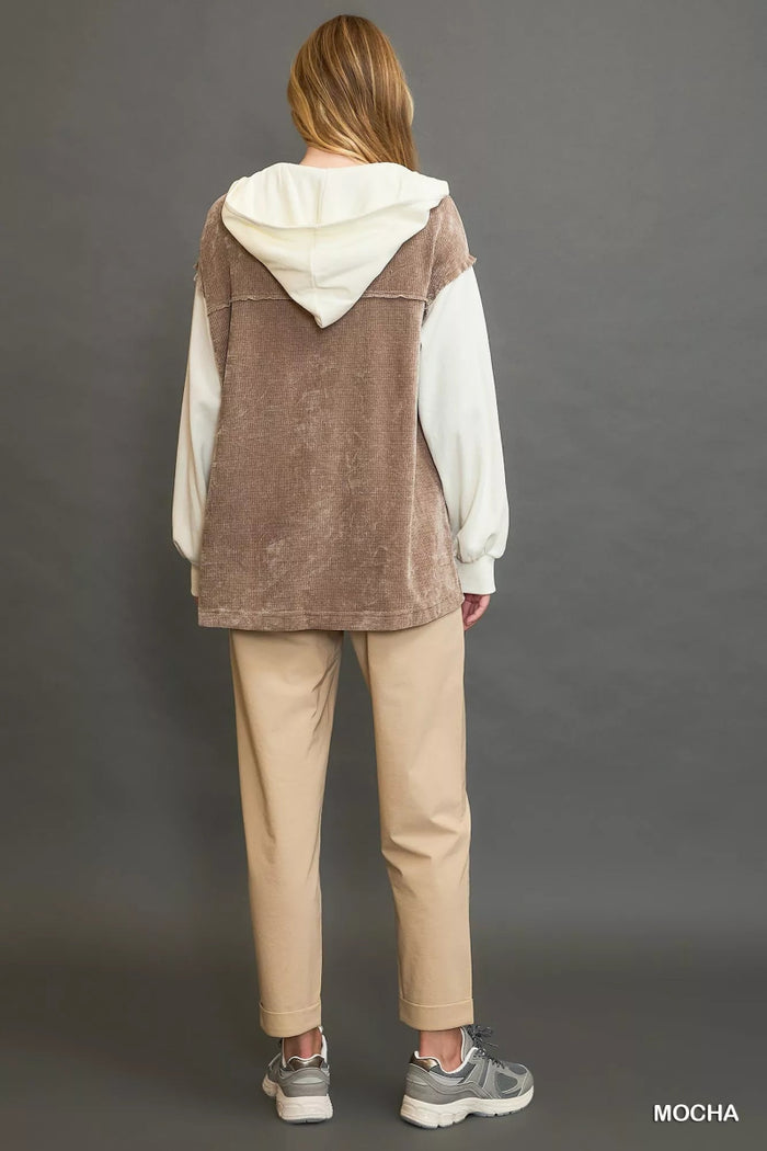 Contrast Hooded Chenille Jacket