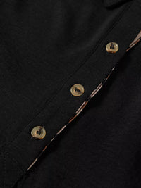 Contrast Leopard Print Button Front Blouse