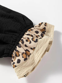 Contrast Leopard Print Button Front Blouse