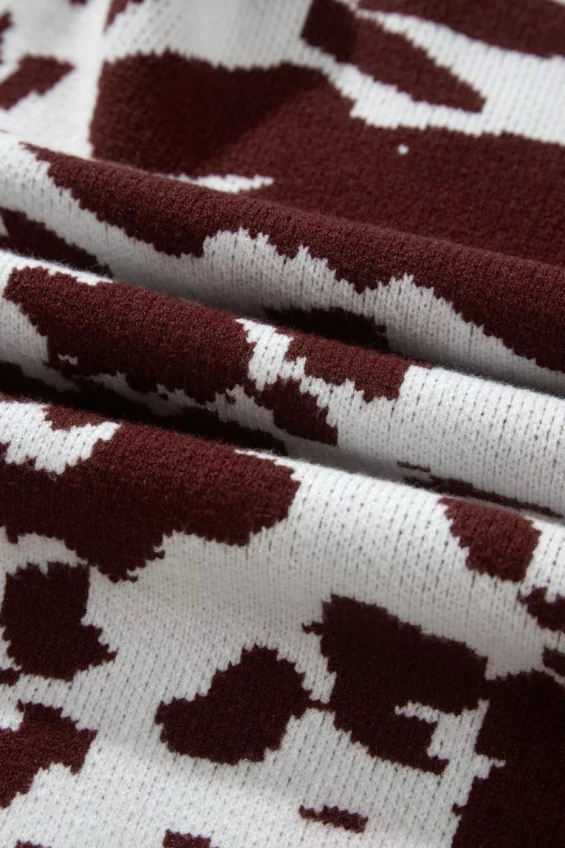 Cow Pattern Round Neck Sweater