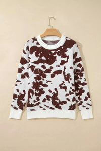 Cow Pattern Round Neck Sweater