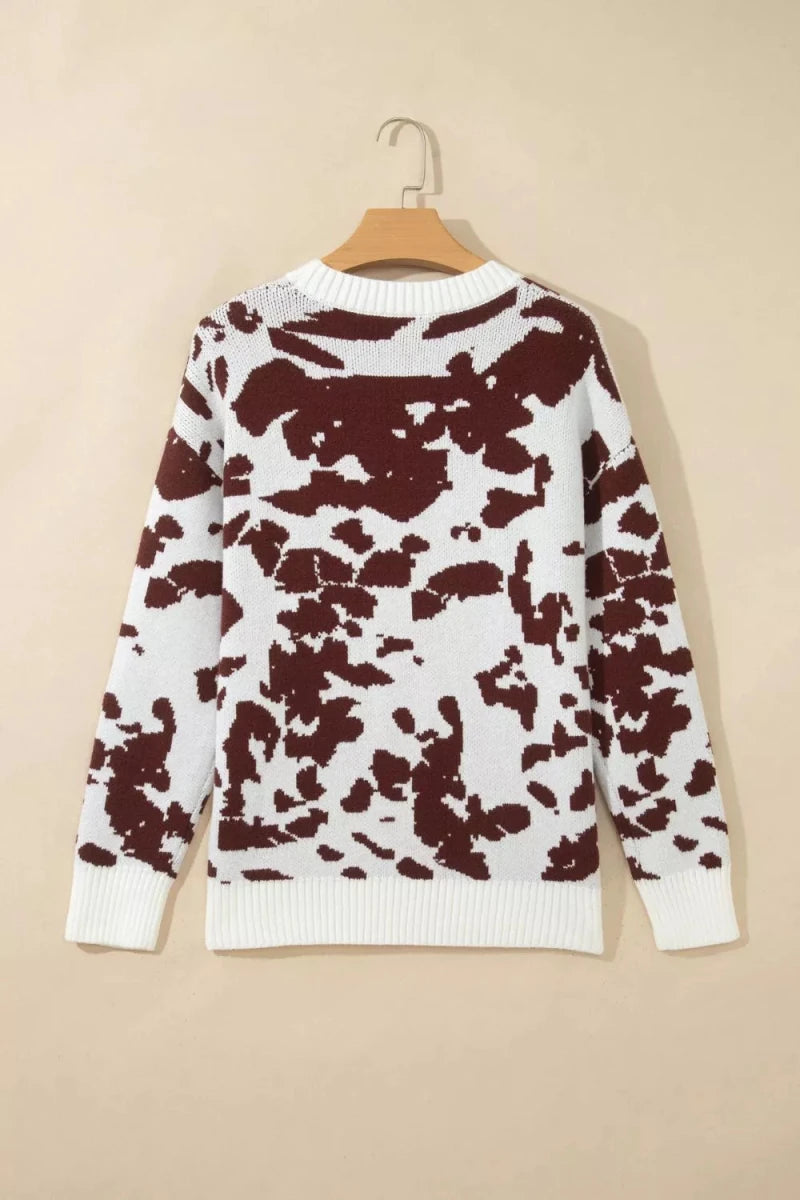 Cow Pattern Round Neck Sweater