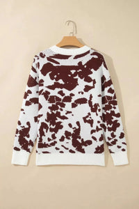 Cow Pattern Round Neck Sweater