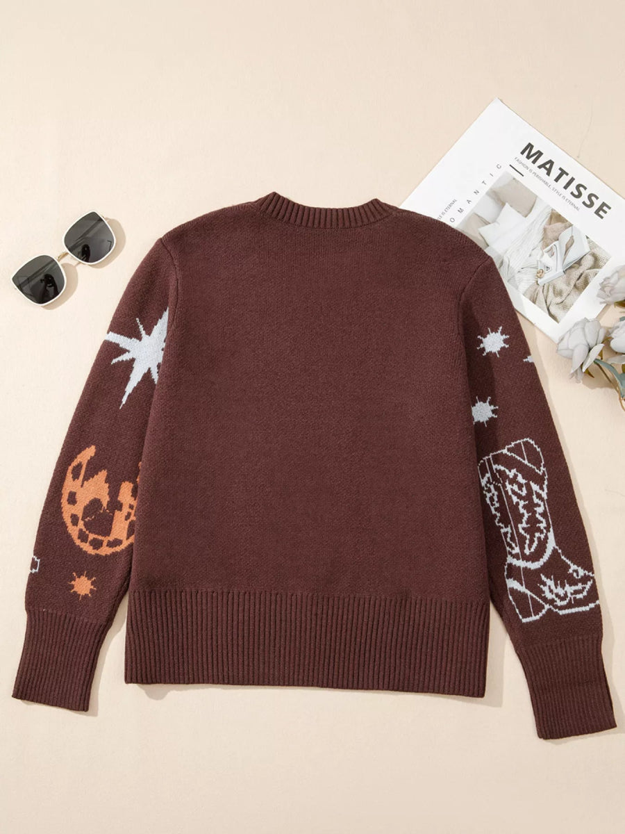 Cowgirl Round Neck Casual Sweater