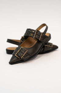 Crazy Train Buckle Pointy Toe Flats