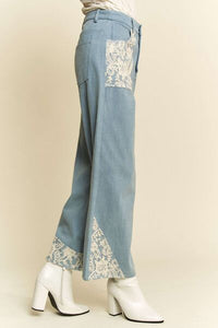 Dani Lace Applique Wide Leg JeansMinnie's Treasure Boutique