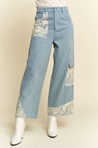 Dani Lace Applique Wide Leg JeansMinnie's Treasure Boutique