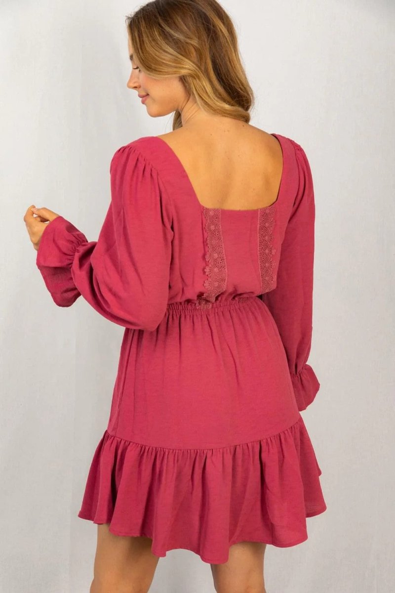 Dark Berry Poet Sleeve Dress