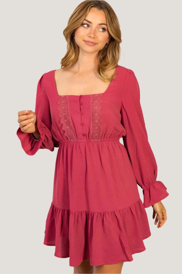 Dark Berry Poet Sleeve Dress