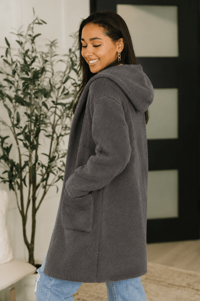 Dark Gray Hooded Cardigan