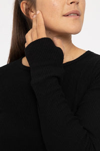 Day To Night Ribbed Crew Neck Top In Black - Minnie's Treasure Boutique