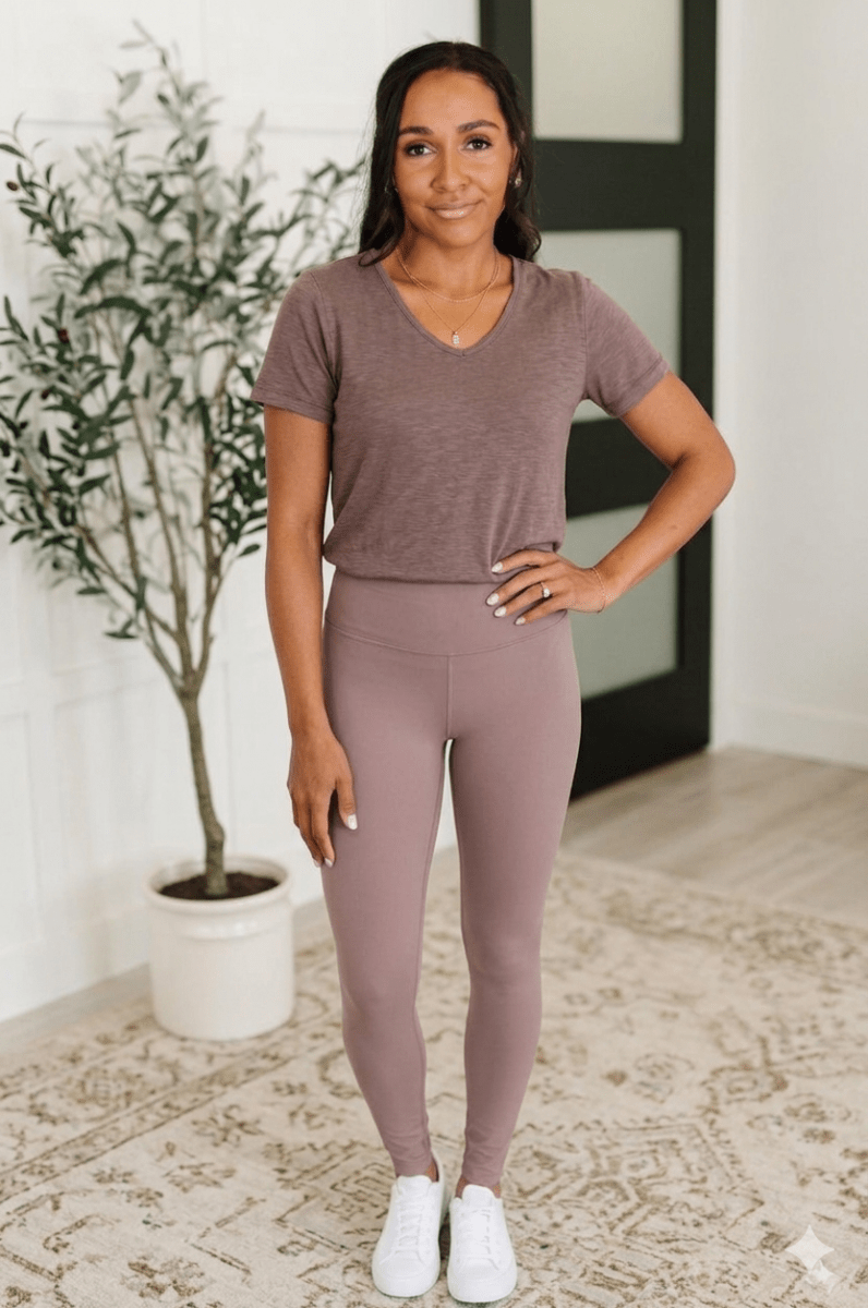 Deep Taupe Sweetheart Back Leggings