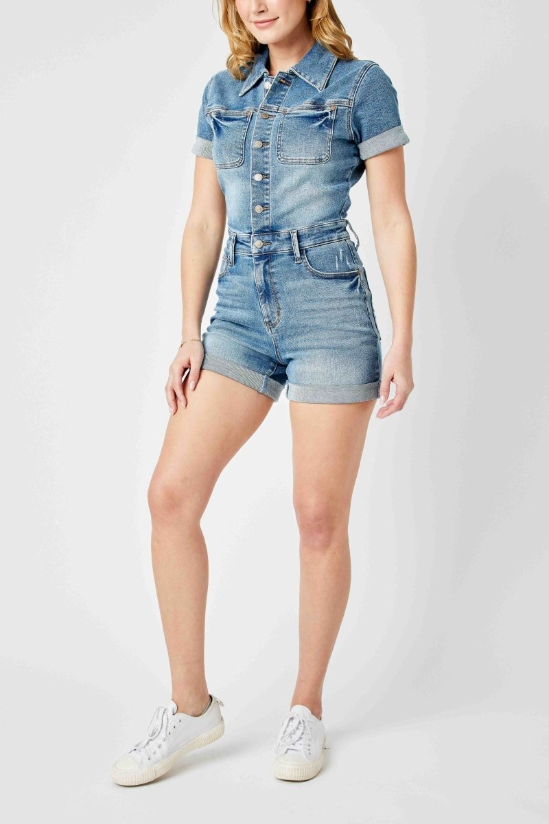 Delia High Rise Short Sleeve Romper