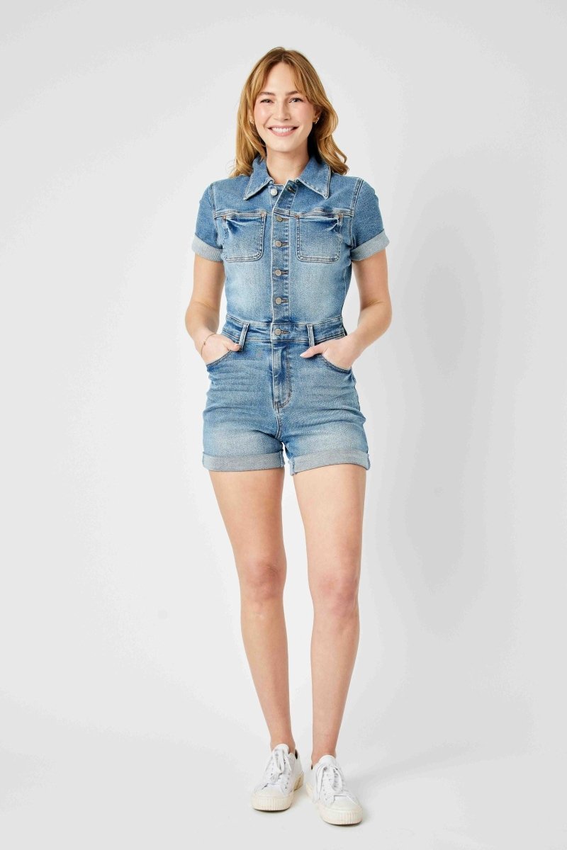 Delia High Rise Short Sleeve Romper