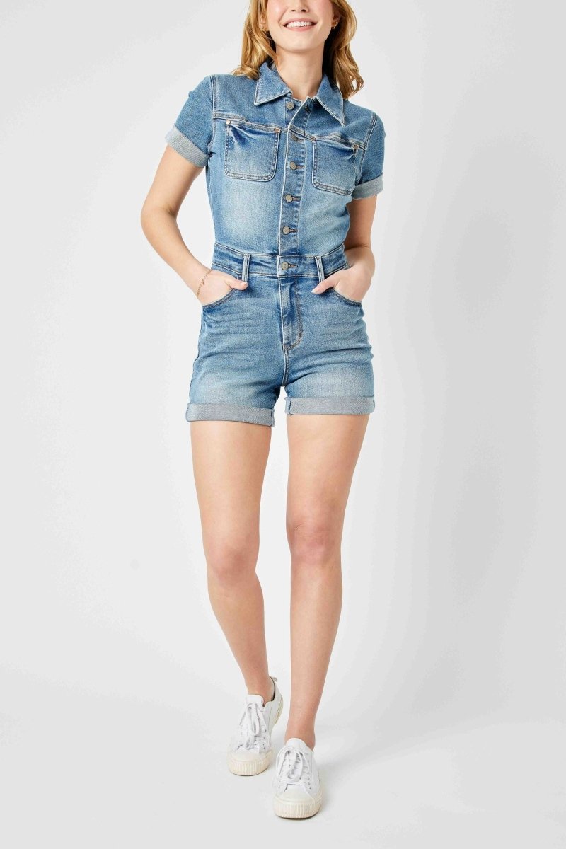 Delia High Rise Short Sleeve Romper