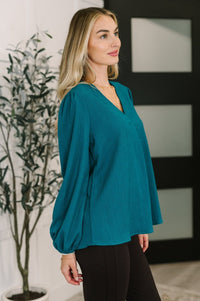 Desk to Dinner V - Neck Balloon Sleeve Blouse