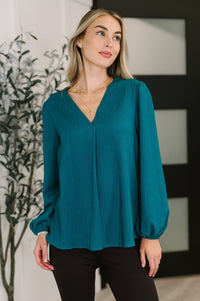 Desk to Dinner V - Neck Balloon Sleeve Blouse