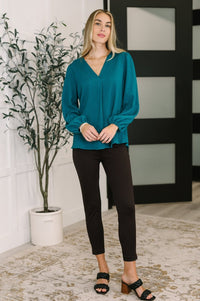 Desk to Dinner V - Neck Balloon Sleeve Blouse