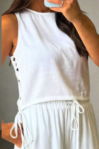 Diamond Cut Linen Crop Top