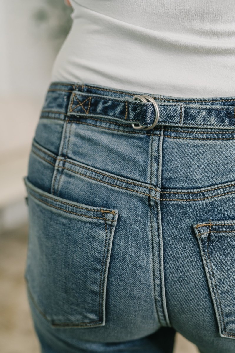 Doris Mid Rise Boyfriend Jeans with Adjustable Back Tab