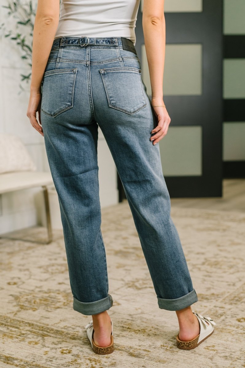 Doris Mid Rise Boyfriend Jeans with Adjustable Back Tab