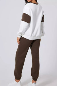 Drop Shoulder Sweatshirt and Joggers Set in Two Colors