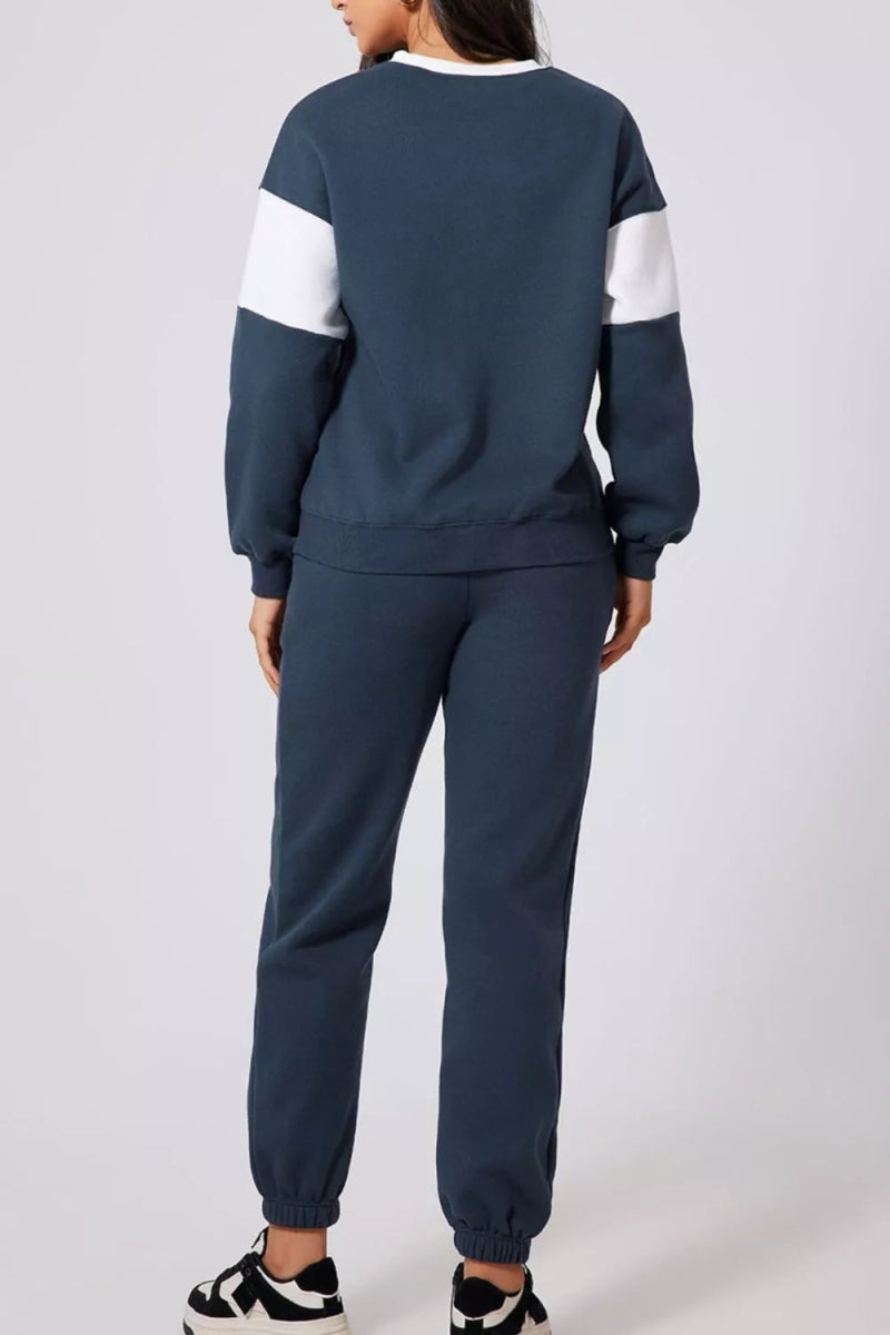 Drop Shoulder Sweatshirt and Joggers Set in Two Colors