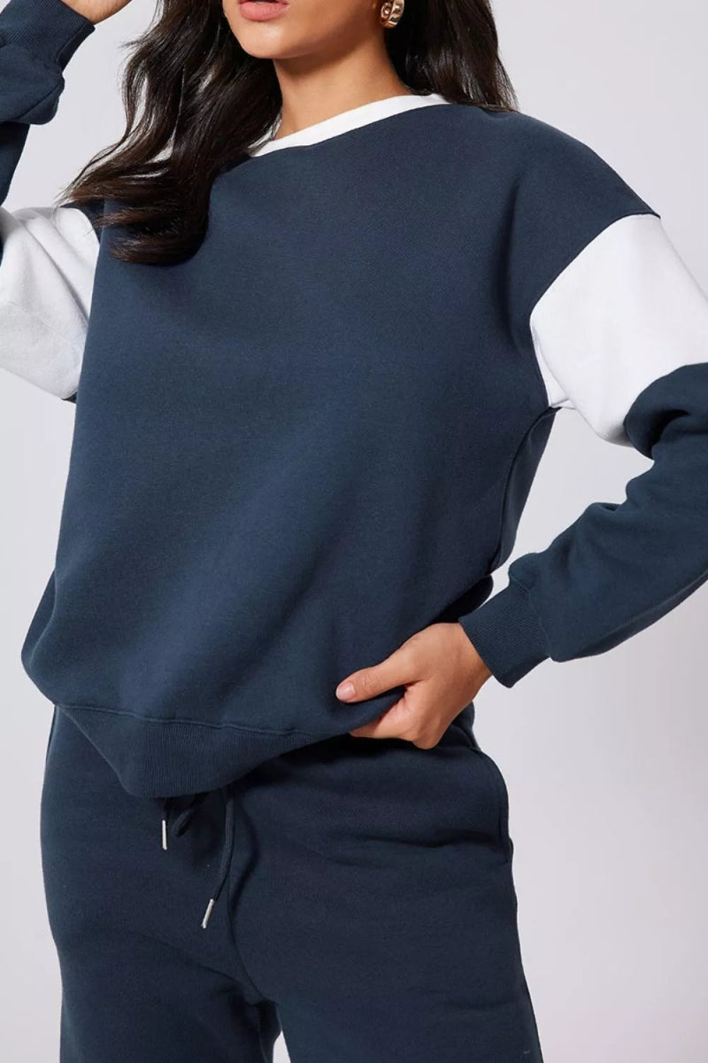 Drop Shoulder Sweatshirt and Joggers Set in Two Colors