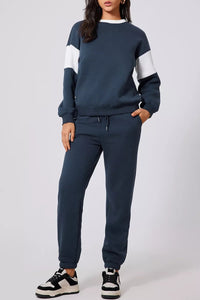 Drop Shoulder Sweatshirt and Joggers Set in Two Colors