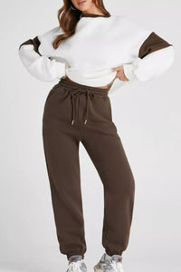 Drop Shoulder Sweatshirt and Joggers Set in Two Colors