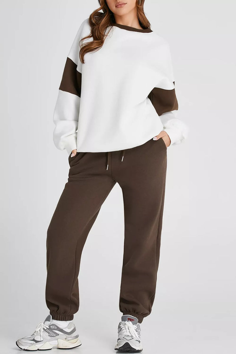 Drop Shoulder Sweatshirt and Joggers Set in Two Colors