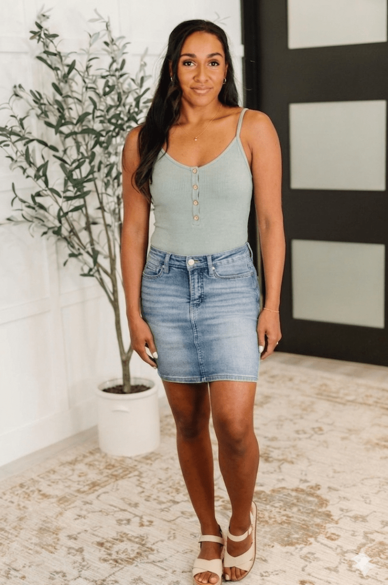 Dusty Olive Button Front Sleeveless Bodysuit