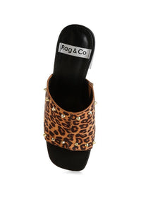 Edama Leopard Print Studded Slip On
