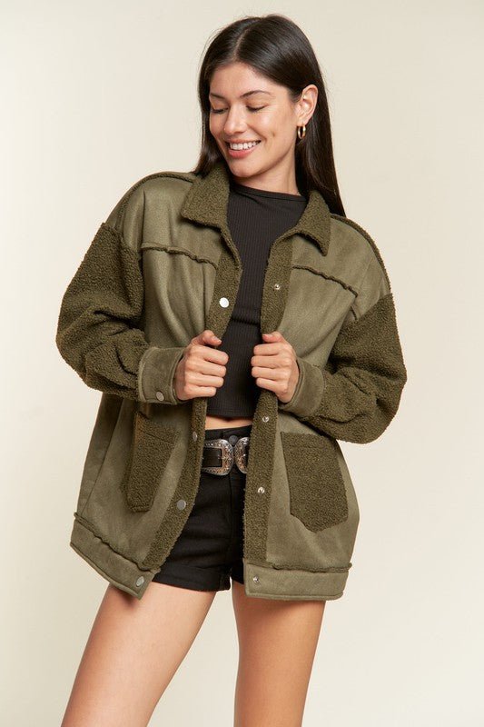Faux Fur Suede Jacket In 2 Colors