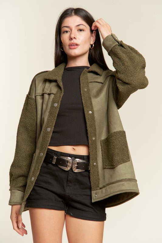 Faux Fur Suede Jacket In 2 Colors