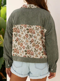 Floral Snap Down Corduroy Jacket